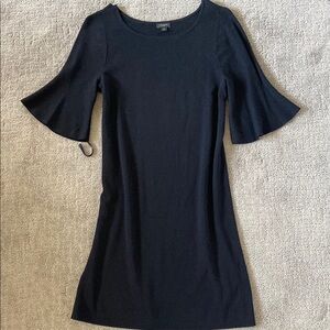 Ann Taylor Black Sheath Dress with Bell Sleeves